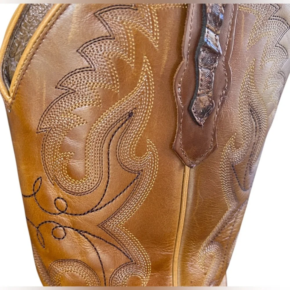 Cody James Exotic Caiman Tail Skin Western Boot Broad Square Toe Crocodile Boots - Picture 13 of 15